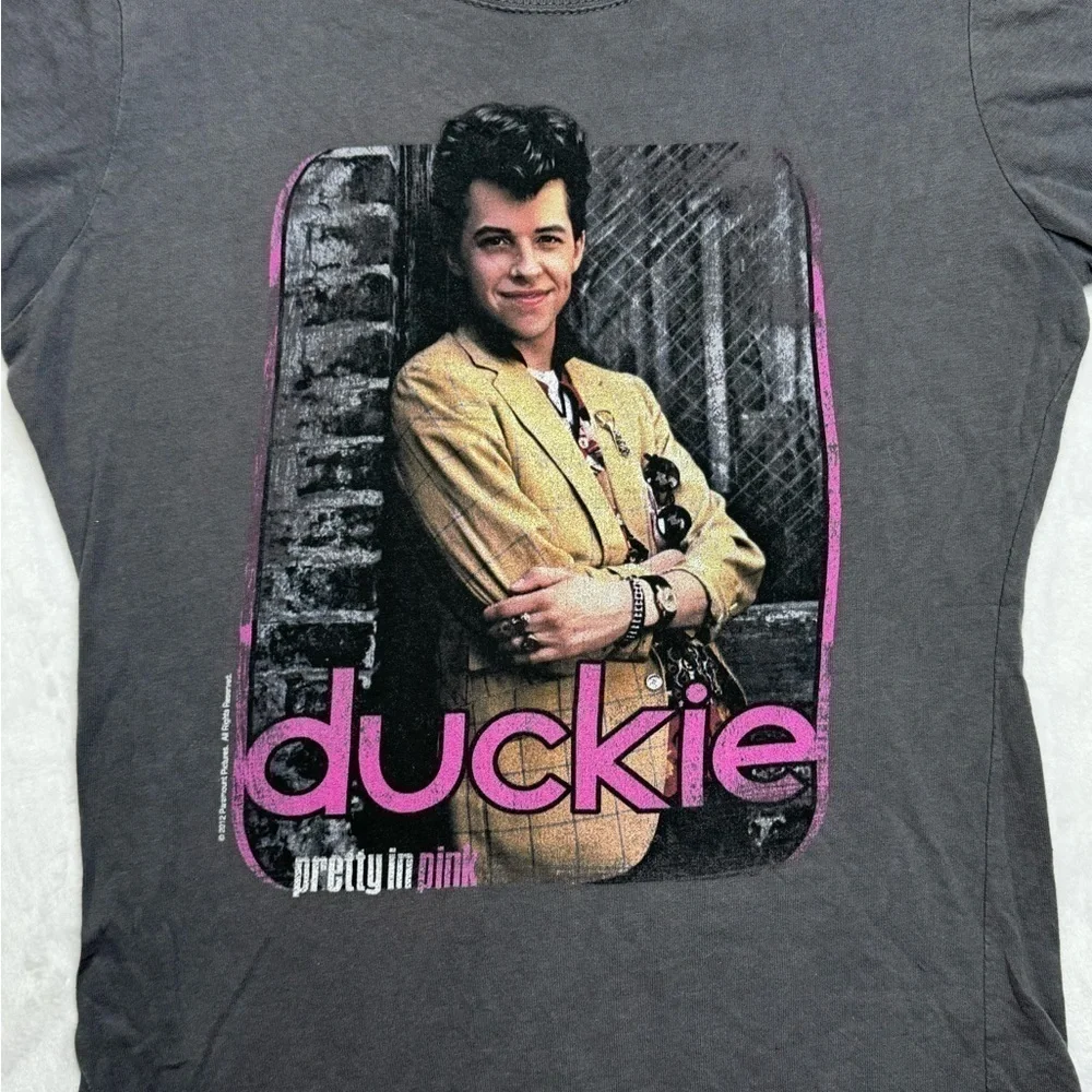 Pretty in Pink Duckie tee shirt t size Small gray short sleeve vintage 2012 - Picture 5 of 6
